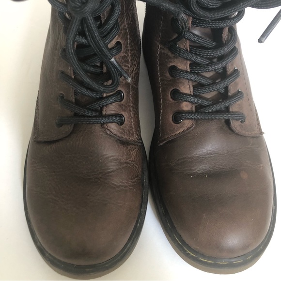 Dr Martens Brown Leather 8-eye combat boots Zipper DMs Docs Sz 5 - Picture 13 of 15
